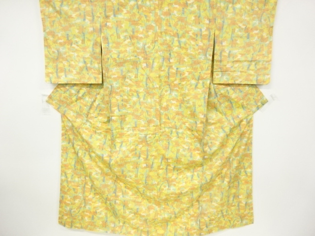 未使用品　抽象模様織出し手織り紬着物